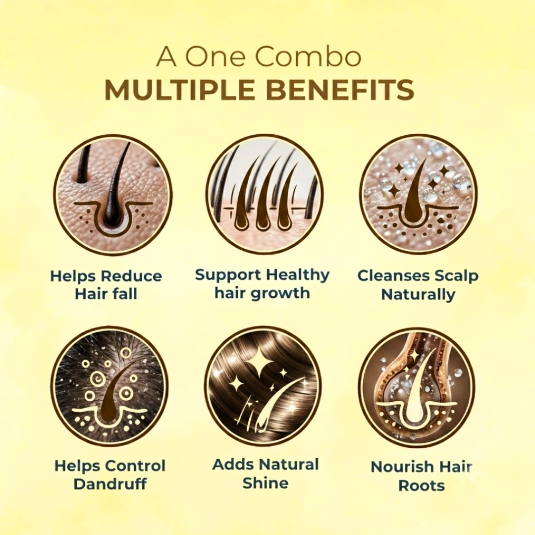 BRAHM Herbal Hair Care Combo | Ayurvedic Oil & Cleanser for Hair Growth