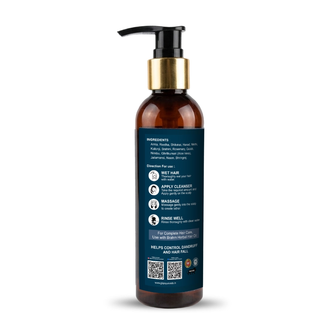 BRAHM Herbal Hair Cleanser | Ayurvedic Shampoo for Hair Fall | 200ml