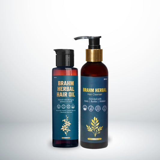 BRAHM Herbal Hair Care Combo | Ayurvedic Oil & Cleanser for Hair Growth