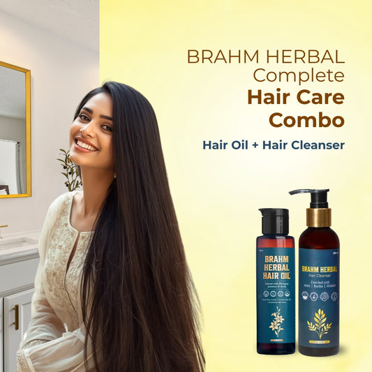 BRAHM Herbal Hair Care Combo | Ayurvedic Oil & Cleanser for Hair Growth