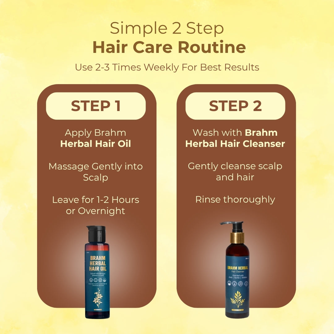 BRAHM Herbal Hair Care Combo | Ayurvedic Oil & Cleanser for Hair Growth