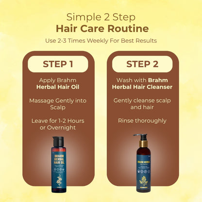 BRAHM Herbal Hair Care Combo | Ayurvedic Oil & Cleanser for Hair Growth