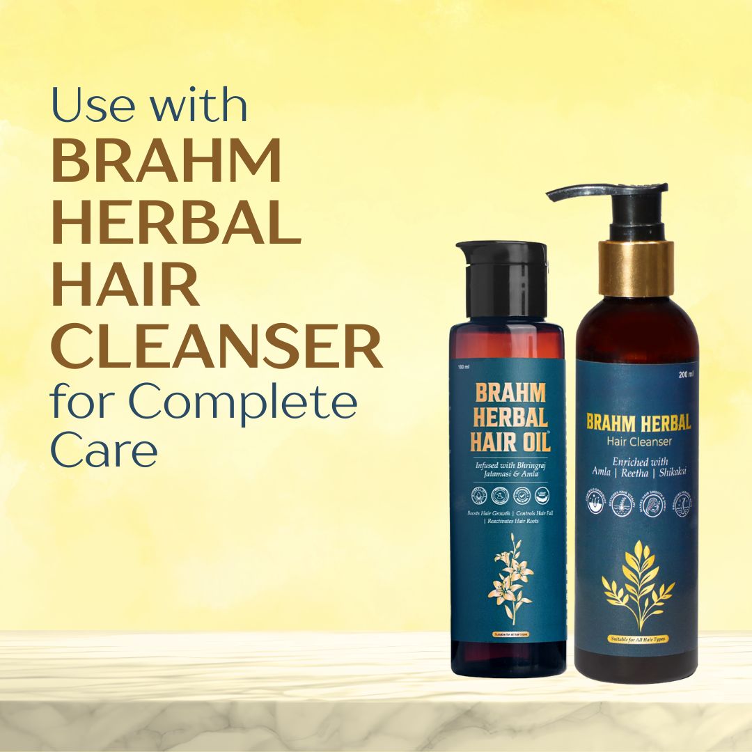 BRAHM Ayurvedic Hair Oil for Hair Growth | Hair Fall & Dandruff Control | Bhringraj, Amla, Jatamansi & 15 Herbal Ingredients | 100ml
