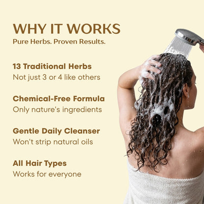 BRAHM Herbal Hair Cleanser with Amla, Reetha & Shikakai | Ayurvedic Shampoo for Hair Fall Control, Dandruff Relief & Hair Growth | 200ml